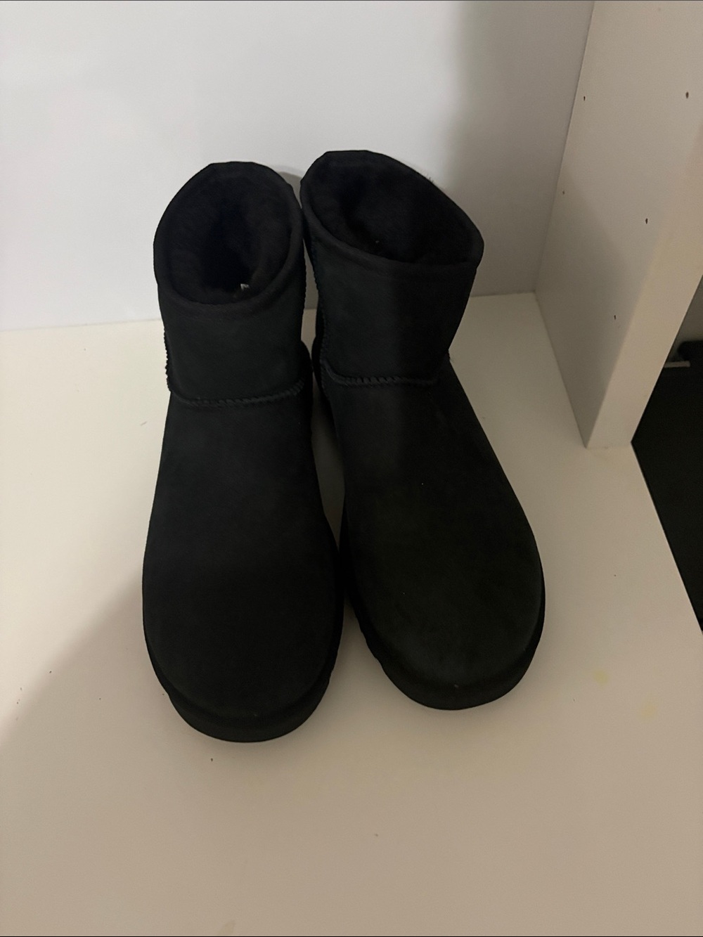 UGG Women's Short Black Suede Shearling Boots